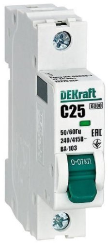 Выключатель автоматический DEKraft ВА-103 1п 25А C 6кА картинка